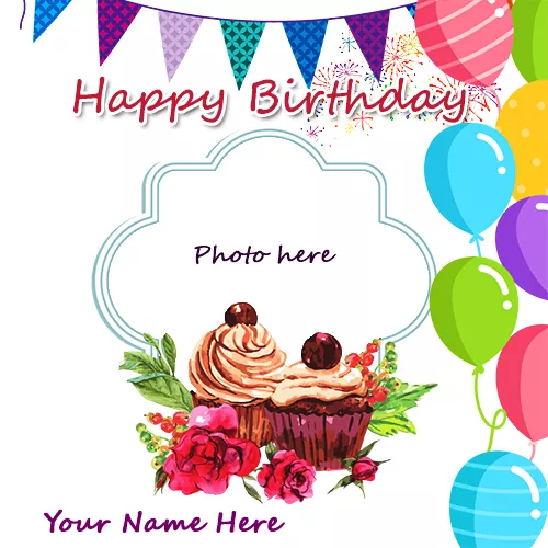 Birthday Cupcake With Name And Photos Edit